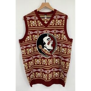 Florida State Seminoles Sweater Vest Mens XL Garnet Gold Fair Isle FSU NCAA